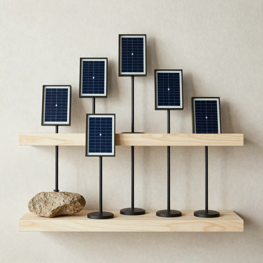 Solar stakes along a garden path and border