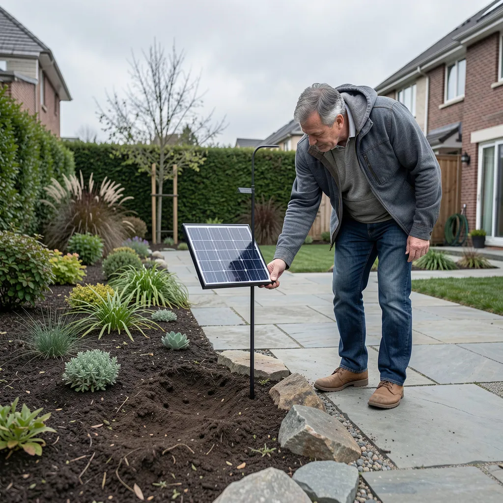 Standard height solar stakes in garden