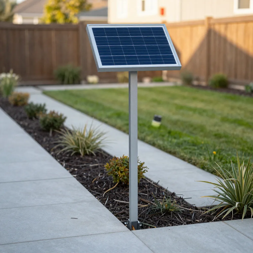 Tall solar stake as garden accent